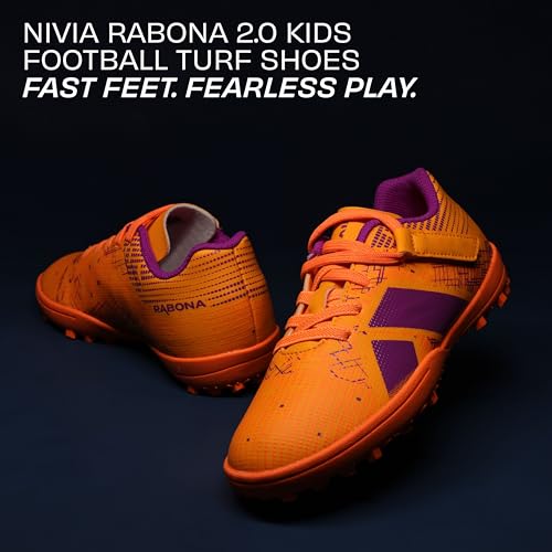 Image of Nivia Rabona 2.0 Turf Football Shoes for Kids (Orange)
