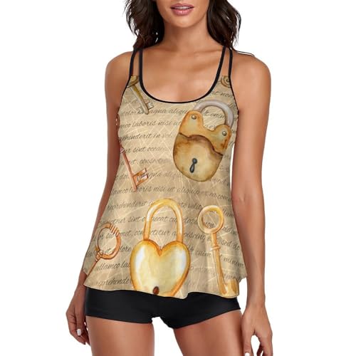 Tankini femme maillot de bain 3 pièces avec robe de plage et short pour vacances d'été