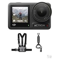 DJI Osmo Action 4 Motorrad- und Mountainbike-Combo – Erstelle hochwertiges 4K/120fps Filmmaterial mit einem intensiven 155°-Sichtfeld, Körperkamera mit einem 1/1,3-Zoll-Sensor, mit tragbarer Brustgurt – Ansicht 1