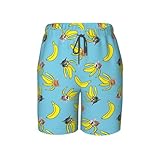 Funny Cat Banana Bananas Boys Board Shorts, Beach Swimwear, Swim Shorts Trunks, Swimming Pants for Teens Boy