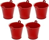 5PCS Metal Buckets Ice Cooling Bucket Mini Decorative Buckets Craft Storage Container for Snacks Desk Party Decoration - Red