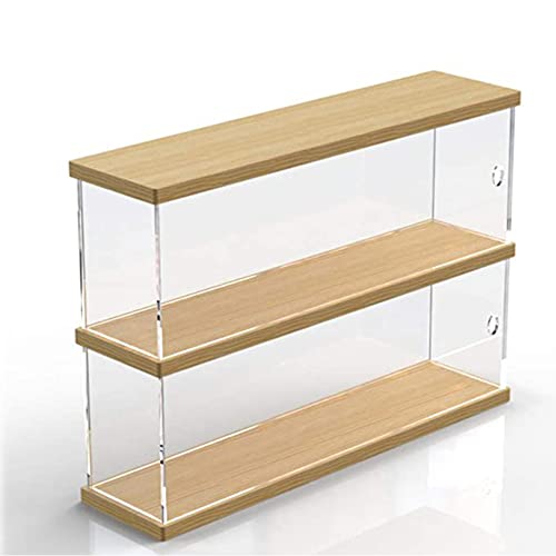 Joody Vitrine en Acrylique, Boîtes Plexiglas à 2 Niveaux, Vitrine de Comptoir avec Porte pour Figurine Pop, Mini Figurine, Jouets de Collection, Organisateur de Stockage de Vitrine Anti-poussière