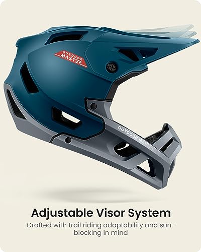 OutdoorMaster Full Face Mountainbike-Helm für Männer & Frauen-Zwei abnehmbare Kinnpolster Mountainbike-Helm, Belüftung Leichtgewicht Racing Downhill DH BMX MTB-Helm