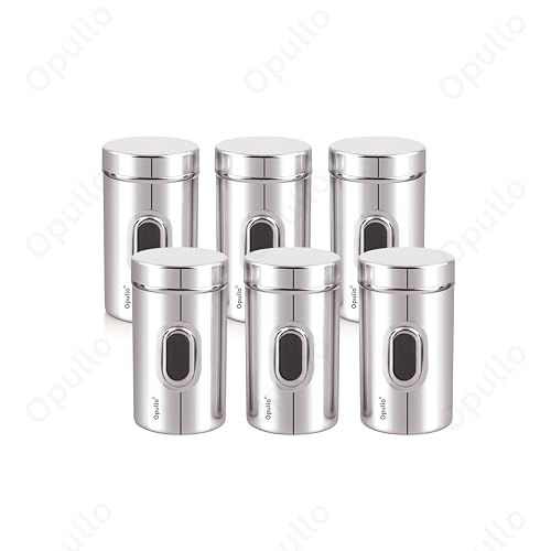 Image of Opullo See Through Containers | Small Steel Containers | Steel Container with Lid | Stainless Steel Slim Container | Ubha Dabba | Steel Airtight Container | 500 GMS | Pack of 6