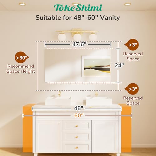 TokeShimi Frameless Mirror 48 x 24 Inch, Tempered Glass Bathroom Mirror by TokeShimi - Image 8
