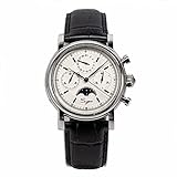 200,0 millimètres Sugess ST1908 Montre mécanique pour homme Mouette Montre chronographe vintage phase lunaire Bracelet en cuir étanche 50ATM, Blanc., Sangles