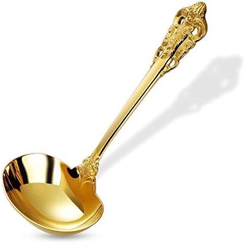 KEAWELL Gorgeous 1 oz. Gold Small Gravy Ladle, High Grade 18/10 Stainless Steel，Small Gravy Sauce Ladle for Stirring, Super Shiny and Dishwasher Safe