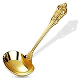 Picture of KEAWELL Gorgeous 1 oz. 18/10 Stainless Steel Gravy Ladle, Antique Small Ladle for Stirring, Mirror finished Soup Ladle Spoon and Dishwasher Safe (1, Gold)