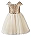 princhar Sequin Tulle Short Girl Dress Little Girls Party Toddler Dress US 7T Champagne