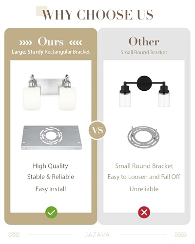 Image of Milk Glass Bathroom Light, 2-Light Vanity Light Fixture, Brushed Nickel Wall Sconce, VL01BNW-2