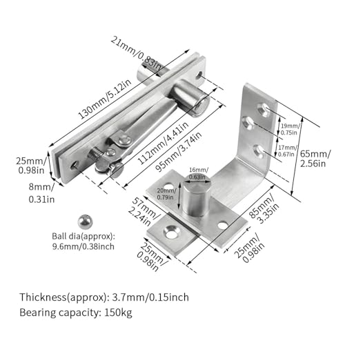 Charnière pivotante de porte en acier inoxydable 90° rotation dissimulée