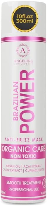 300ML/10.14 fl.oz ANGELING POWER Brazilian Keratin Hair straightener Treatment Anti Frizz Tanino Coconut Hyaluronic Acid Macadamia Argan Oil Collagen keratina straightening blowout mask dry damaged