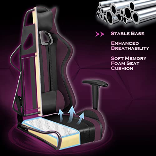 Soontrans-Silla-Gamer-Ergonomica-Silla-Gaming-con-Reposapies-Reposacabeza-y-Cojin-Lumbar-Reposabrazos-Ajustable-Mecanismo-de-Inclinacion-Carga-maxima-de-150-kg-Purpura