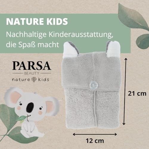 PARSA BEAUTY Nature Kids Haarturban: Oeko-TEX Mikrofaser Koalaohren - Schnelles, Haarschonendes Trocknen