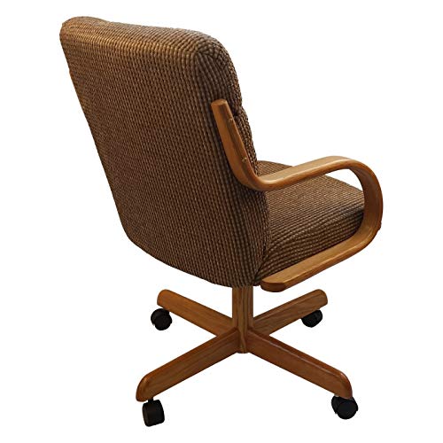 Caster Chair Company Casual Rolling Caster Dining Chair With Swivel Tilt In Oak Wood With Caramel Fabric Seat And Back (1 Chair) #TOP4