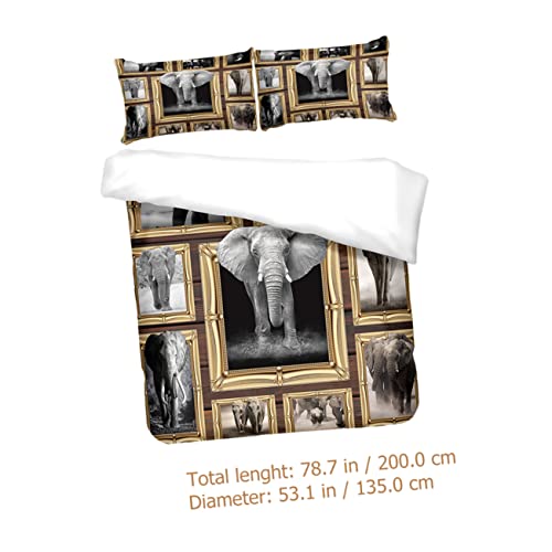 USHOBE 1 Conjunto Capa De Edredão De Lençol Impresso Colcha De Cama Capa De Edredão De Elefante Capa