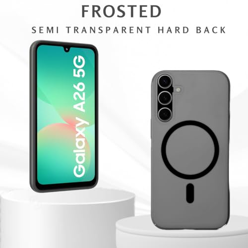 Image of SHINESTAR Back Cover for Samsung Galaxy A26 5G | Frosted Semi-Transparent Slim Case | Only Compatible with Wireless Magnetic Accessories | Hard Back, Matte Finish - Black
