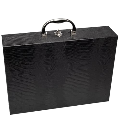 Porta Joias Grande Em Maleta Dupla - Organizador Com VáRias Bandejas Para Bijuterias, Ideal Para Viagem - Caixa Grande Para Guardar Toda Sua ColeçãO(Preto c/Bege Escuro)