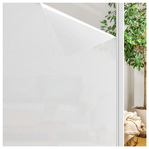 Finnez Vinilos Ventanas Privacidad, Vinilo para Cristales Opaca Blanco Esmerilado Estático Anti UV, para Bano Cocina Oficina, 44.5x200cm