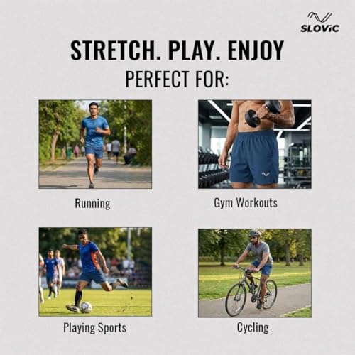 Image of SLOVIC Running Shorts for Men | Durable Gym Shorts for Men Workout | Breathable Mens Running Shorts with Phone Pocket | Ideal for Sports, Gym, Home Comfort | Black