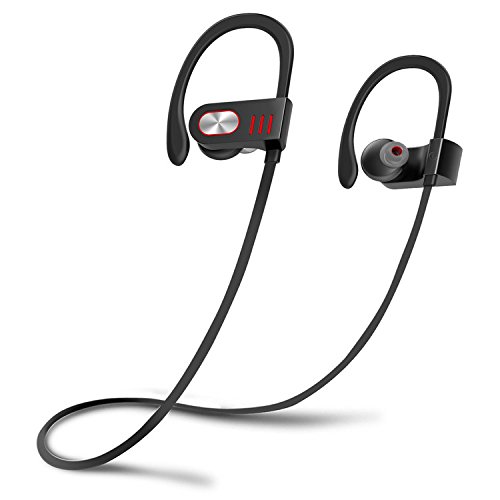 Bluetooth Headphones, Wireless Headphones Earbuds Waterproof, Premium Sound with Bass Noise Reducing, and Ergonomic Design Secure Fit for Running Exercising, 8 Hours Playtime with Mic Volume Control