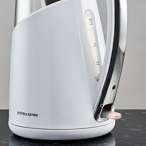 Andrew James 3000W Apollo Fast Boil Kettle with Cordless 1.7L Jug Kettle and 360˚ Swivel Base (White)