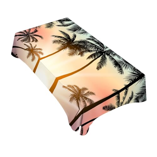 TKS MITLAN Tablecloth Palm Tree Table Cloth Rectangle Table 60 x 84 Inch Sunset Island Tropical Beach Kitchen Decorations for Home Dinner Party by TKS MITLAN - Used condition - US$20.61