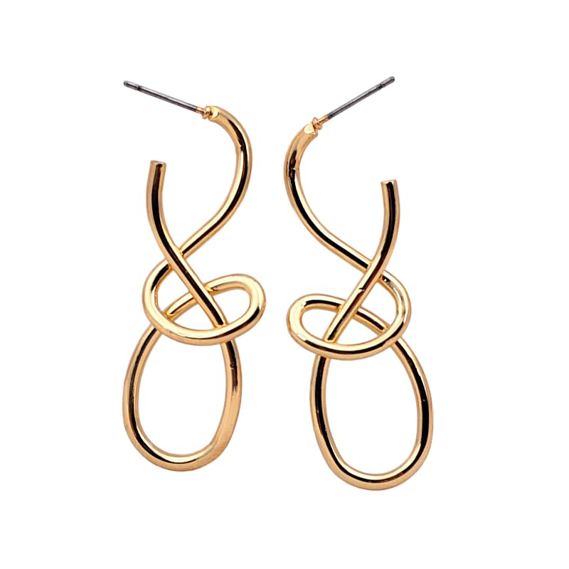 Knot Earrings For Women, 14k Gold Plated Earring Like Music Notation Metallic Design Statement Western Jewelry Gift