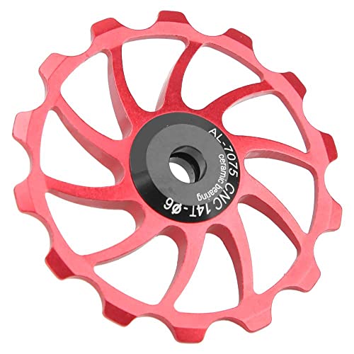 Ducalmoral Bike Pulley Wheel,14T Bike Guide Roller Cycling Bicycle Rear Pulley Pulley Parts Aluminum Alloy Guide Wheel (Red ) #TOP6