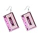 MIAIULIA Cassette Tape Dangle 1980s Style Costume Earring Lilac Tape