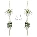 Set of 2 Double Macrame Plant Hanger by TimeYard - Handmade 2 Tier Indoor Hanging Planter Pot Holder - Modern Boho Home Decor - 2 PCS Ceiling Hook