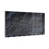  DEQORI Portemanteau mural en verre et métal  Motif façade en ardoise  60 x 30 cm  Barre à crochet design moderne  Panneau de garderobe pour couloir, salon et chambre à coucher  magnétique et