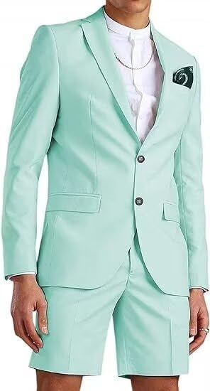 Mens Slim Suit 2 Piece Tuxedo Suit Shorts Suits Summer Wedding Sports Set Two Button Lapel Tuxedo Sets
