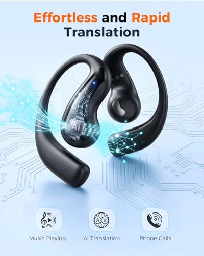 Open Ear Wireless Translation Earbuds with 77 Languages & 62 Accents, 3-in-1 Bluetooth Earbuds with Powerful Clear Sound, No Subscription AI Translator Earbuds,60H Playtime for Travel Business — view 6