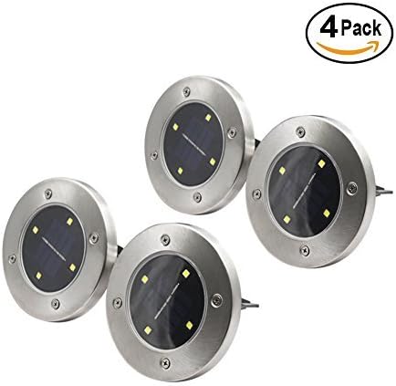 Maggift Solar Ground Lights,Garden Pathway Outdoor In-Ground Lights With 4 LED (4 pack) (Warm white)
