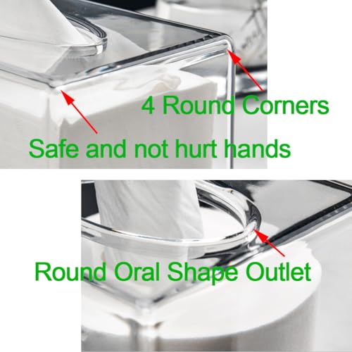 Kosmetiktücherbox aus Acryl Taschentuchbox Tücherbox Tissue Box Taschentücher Transparent Box Rechteckige Taschentuchspender für Schlafzimmer Esszimmer Büro Badezimmer Küche und Autos