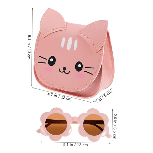 1set Cute Kitten Crossbody Bag with Flower Sunglasses Girls Handbag Purse Stylish Playful Design for for Cat2