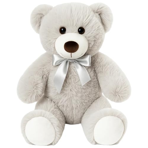YFHUVB Grey Teddy Bear Soft Plush for Adults Cuddly Companion for Gifting and Comfort 35 cm Huggable Stuffed Animal for Women