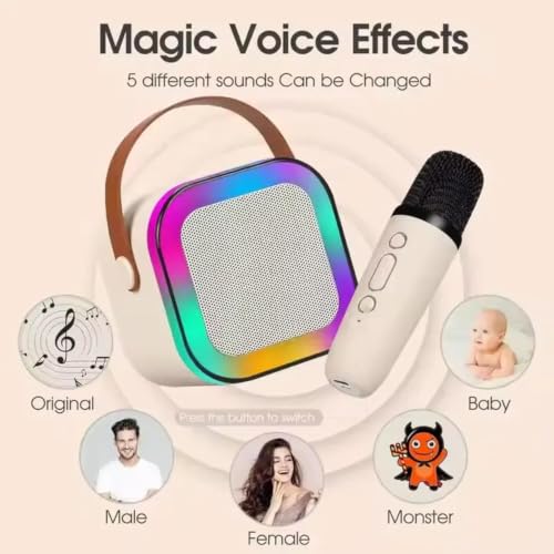 Image of Wireless Karaoke Microphone with Speaker, Portable Bluetooth Karaoke Machine for Kids, Mini Karaoke Machine, Rechargeable Mini Singing Speaker with LED Lights, Mic & Speaker Set |