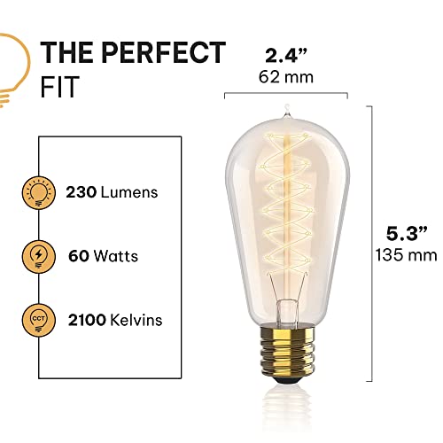 image for HUDSON BULB CO. Vintage Incandescent 60W Edison Light Bulbs (4 Pack) -