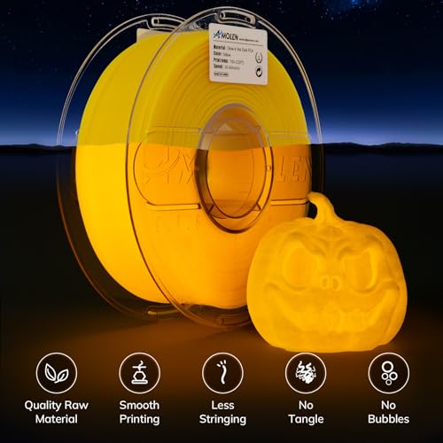 Image of AMOLEN 3D PLA Printer Filament, 1.75mm Glow in The Dark Yellow PLA Filament for 3D Printing, Best with UV Lamps, 1kg Spool (2.2lbs), Dimensional Accuracy + /- 0.02 mm, Fit Most FDM 3D Printers