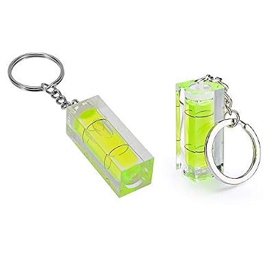 2Pcs/Set Mini Bubble Level Acrylic Green Spirit Levels Key Ring Style 15x15x40mm Key Chain Pocket Tool Accessories Gadget Measuring Instruments Small Levels Layout Tools