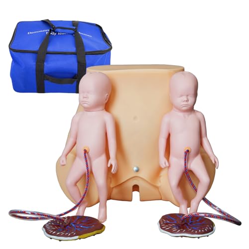 Image of Childbirth Simulator Twin Birth Skills Training Mode, Advanced Midwifery Training Model with 2 Fetal Model & 2 Umbilical Cord & 2 Placenta for Practicing Midwifery and Delivery Skills