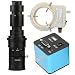 VGA USB 1080P Industry Video Microscope Camera & 500X C-Mount Lens Whit 56-LED Adjustable Ring Light - Blue