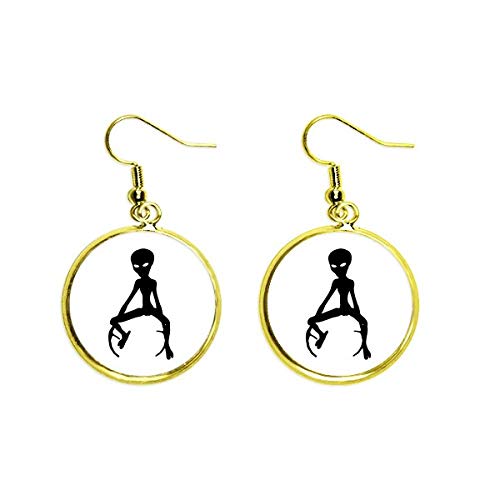 Pendientes de alien dorados universo joyería colgante mujer