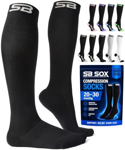 SB SOX Compression Socks for Men & Women (20-30mmHg) – Best Compression Socks for Flying, Medical, Sports, Wide Calf Fit, and Daily Wear