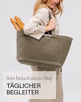 Kapten & Son Vaasa Einkaufskorb faltbar Cord Dusty Khaki 25 L | Korb Kord Grün | Inklusive Einkaufswagen-Chip & Magnetfach | Abwischbares Innenmaterial | Stilvoller Alltagsbegleiter | Shopping Basket – Ansicht 2