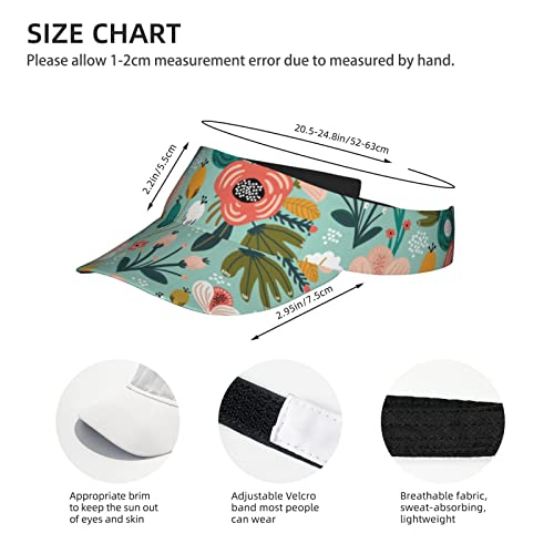Boho Floral Sun Visor Hat Womens Mens Outdoor Sport Tennis Golf Visor Adjustable Sun Hats For Women Men Uv Protection #TOP3