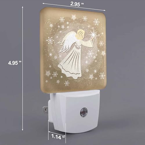 Image of LED Night Light,Star Sky Snowflake Glowing Angel LED Night Light Plug into Wall with Dusk to Dawn Light Sensor White Energy Efficient Nightlight for Bedroom Bathroom Hallway LivingRoom Kitchen