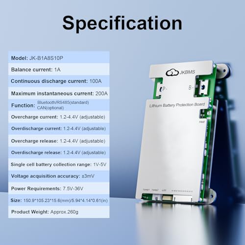 Image of JKBMS Smart BMS 3S-8S 100A 1A Active Balancer JK-B1A8S10P | JK BMS for LiFePO4 Li-ion LTO batteries with Bluetooth RS485 and multi protection system